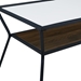 42" Modern Angled Metal Frame & Glass Top Coffee Table - Dark Walnut - WEF1091