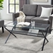 42" Modern Metal & Glass Coffee Table with Magazine Holder - Black - WEF1101