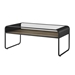 42" Modern Reversible Shelf Curved Metal Coffee Table - Dark Concrete & Reclaimed Barnwood - WEF1102
