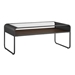 42" Modern Reversible Shelf Curved Metal Coffee Table - Grey Wash & Dark Walnut - WEF1103