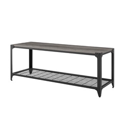 48" Industrial Angle Iron Entry Bench - Grey Wash 