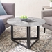 32" Modern Metal Base Round Coffee Table - Dark Concrete - WEF1179