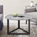 32" Modern Metal Base Round Coffee Table - Dark Concrete - WEF1179