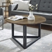 32" Modern Metal Base Round Coffee Table - Dark Walnut - WEF1180