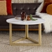 32" Modern Metal Base Round Coffee Table - White Faux Marble - WEF1181