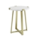Round Side Table - White Faux Marble & Gold - WEF1222