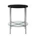 Modern Round Side Table - Faux Black Marble & Glass & Chrome - WEF1235