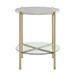 Modern Round Side Table - Faux White Marble & Gold - WEF1237