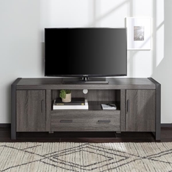 60" Urban Industrial Wood TV Stand - Charcoal 