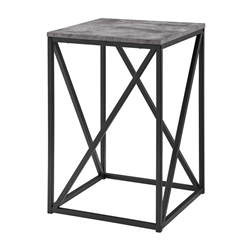 16" Modern Geometric Square Side Table - Dark Concrete 