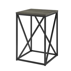 16" Modern Geometric Square Side Table - Slate Grey 