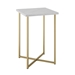 Modern Glam Square Side Table - Faux White Marble & Gold - WEF1300