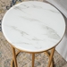 Modern Round End Table - Faux White Marble & Gold - WEF1301