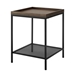 18” Square Tray Side Table with Mesh Metal Shelf - Dark Walnut - WEF1306