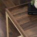 18” Square Tray Side Table with Mesh Metal Shelf - Dark Walnut & Gold - WEF1307