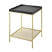 18” Square Tray Side Table with Mesh Metal Shelf - Graphite & Gold - WEF1308