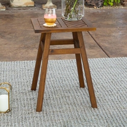 Patio Wood Side Table - Dark Brown 