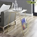 16" Modern Side Table with Magazine Holder - White Faux Marble & Gold - WEF1321