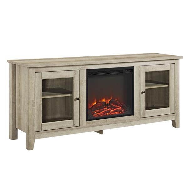58" Traditional Electric Fireplace TV Stand - White Oak 