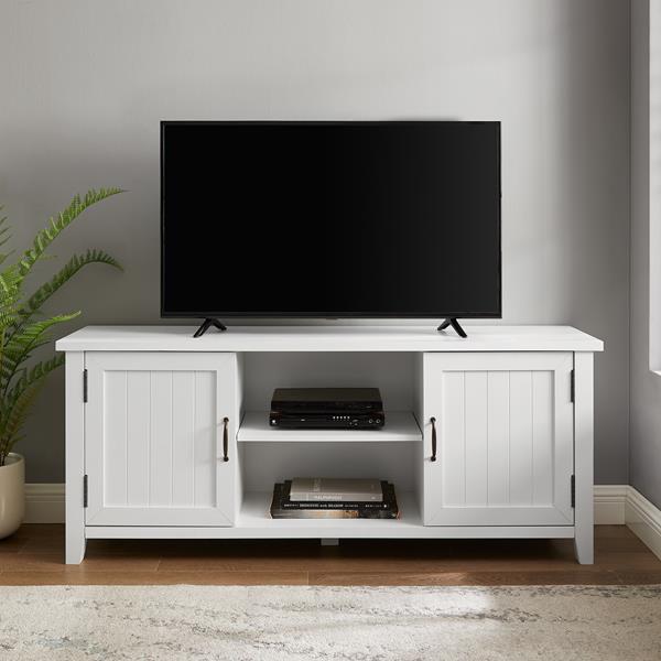 58" Grooved Door TV Console - Solid White 