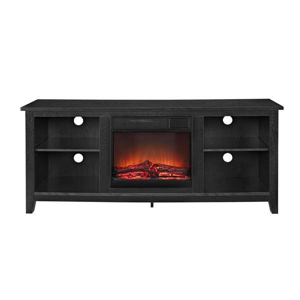 58" Rustic Farmhouse Fireplace TV Stand - Black 