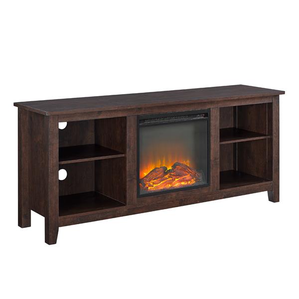 58" Traditional Rustic Farmhouse Electric Fireplace TV Stand - Brown 