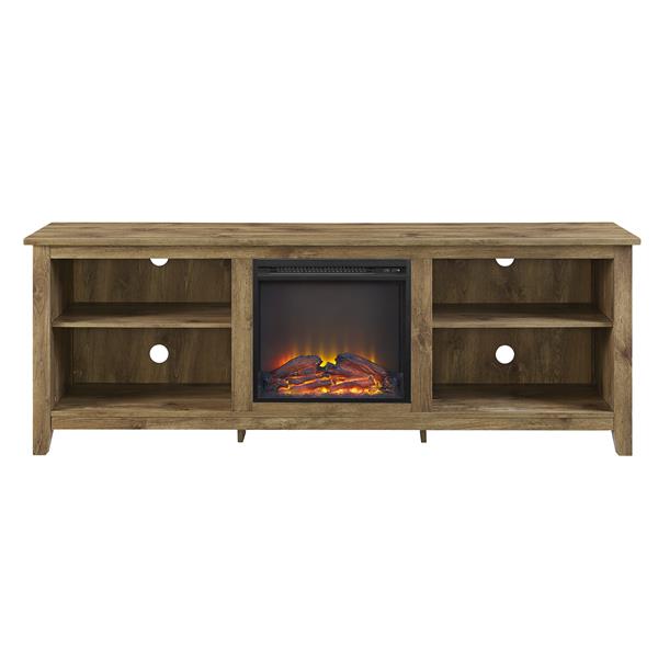 70" Rustic Farmhouse Electric Fireplace Wood TV Stand - Barnwood 