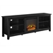 70" Rustic Farmhouse Electric Fireplace Wood TV Stand - Black - WEF1404