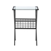 17" Modern Metal & Glass Side Table with Magazine Holder - Black - WEF1439