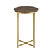 Glam Round Side Table - Dark Walnut & Gold - WEF1441