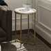 Glam Round Side Table - Faux White Marble & Gold - WEF1442