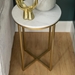 Glam Round Side Table - Faux White Marble & Gold - WEF1442