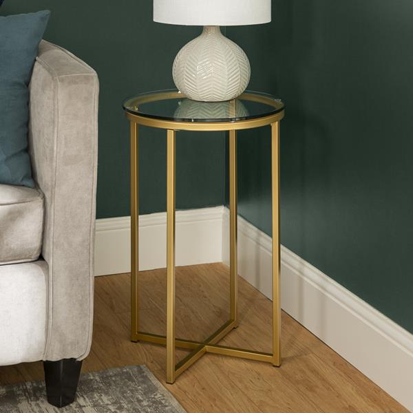 Glam Round Side Table - Glass & Gold 