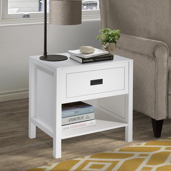 1-Drawer Classic Solid Wood Nightstand - White 