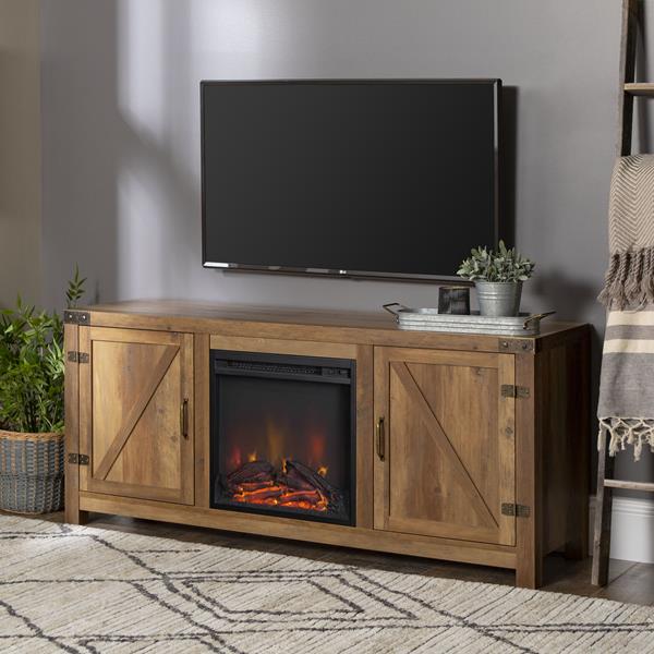 58" Rustic Modern Farmhouse Fireplace TV Stand - Rustic Oak  