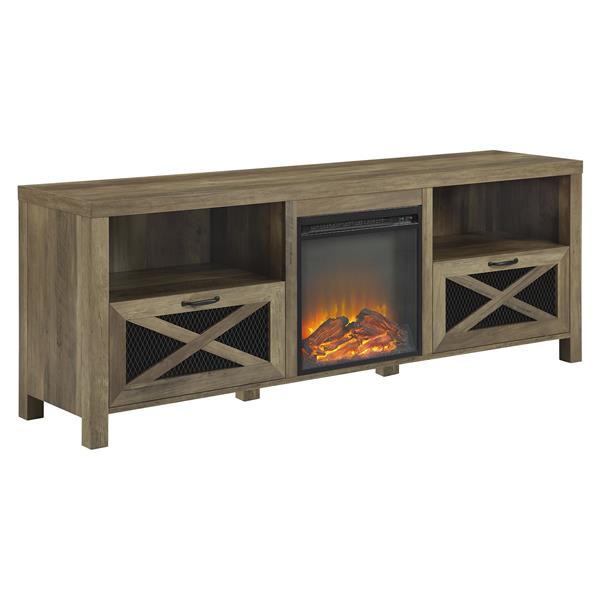70" Rustic Farmhouse Fireplace TV Stand - Reclaimed Barnwood 