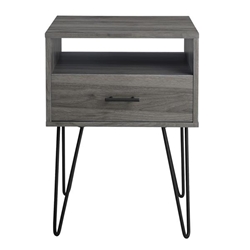 18" Modern Single Drawer Hairpin Leg Side Table - Slate Grey 