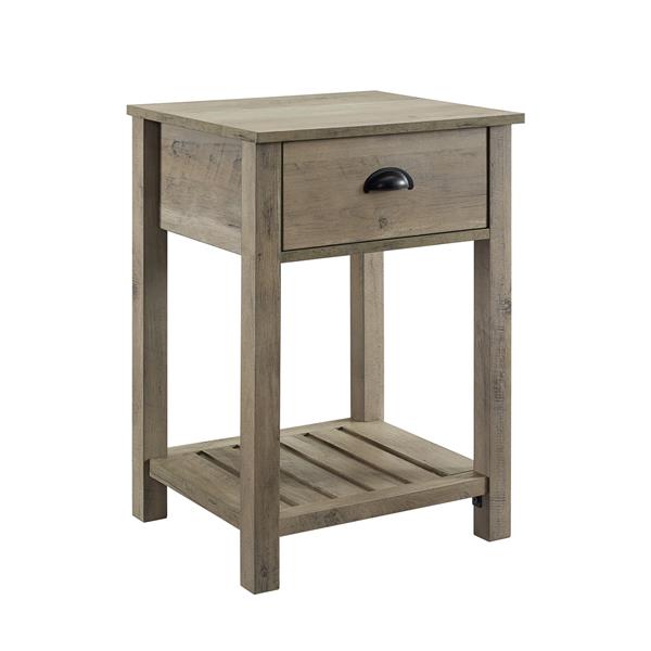 18" Country Single Drawer Side Table - Grey Wash 