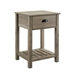 18" Country Single Drawer Side Table - Grey Wash - WEF1509