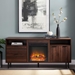 60" Modern Storage Fireplace Console - Dark Walnut - WEF1574