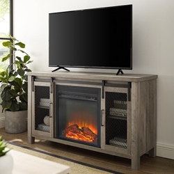 48" Rustic Farmhouse Fireplace TV Stand - Grey Wash 