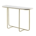44" Modern Curved Entry Table - White Faux Marble & Gold - WEF1635