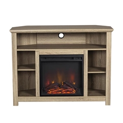 44" Wood Corner Fireplace TV Stand - Driftwood 