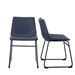 Faux Leather Dining Chair, Set of 2 - Navy Blue - 18" - WEF1714