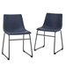 Faux Leather Dining Chair, Set of 2 - Navy Blue - 18" - WEF1714