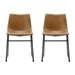 18" Industrial Faux Leather Dining Chair, Set of 2 - Whiskey Brown - WEF1717