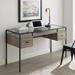 56" 2 Drawer Glass Top Desk - Grey Wash - WEF1737