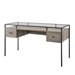 56" 2 Drawer Glass Top Desk - Grey Wash - WEF1737