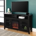 58" Transitional Fireplace Glass Wood TV Stand - Black - WEF1803