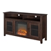 58" Transitional Fireplace Glass Wood TV Stand - Traditional Brown - WEF1807